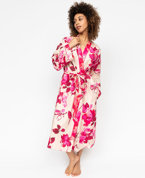 Aria Womens Floral Print Long Dressing Gown