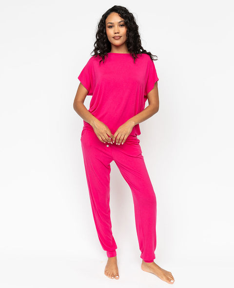 Ensemble de pyjama ample en jersey rose Aria pour femme