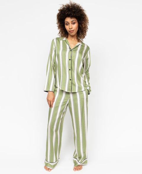 Nancy Womens Printed Stripe Wide Leg Pyjama Set