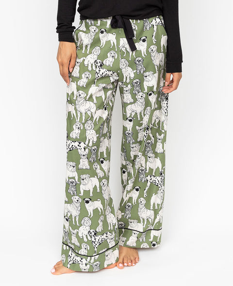 Nancy Womens Dog Print Wide Leg Pyjama Bottoms