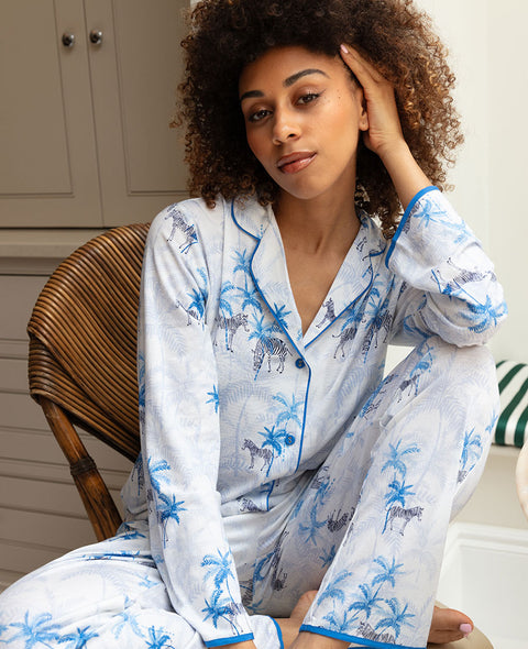 Ensemble de pyjama en jersey imprimé zèbre pour femme Lyla