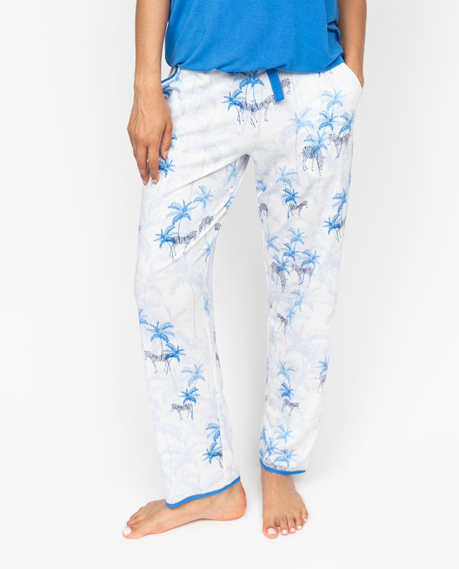 Lyla Damen-Pyjamahose aus Jersey mit Zebra-Print