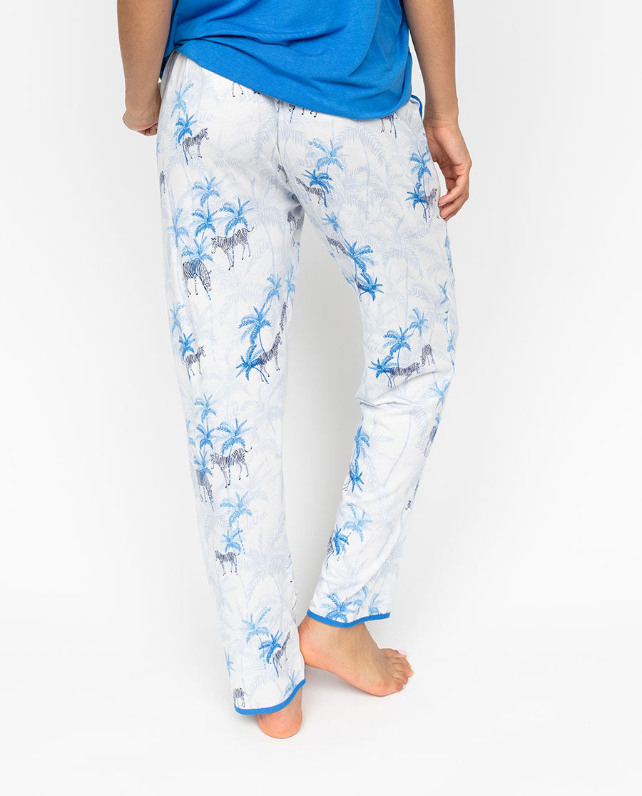 Lyla Damen-Pyjamahose aus Jersey mit Zebra-Print