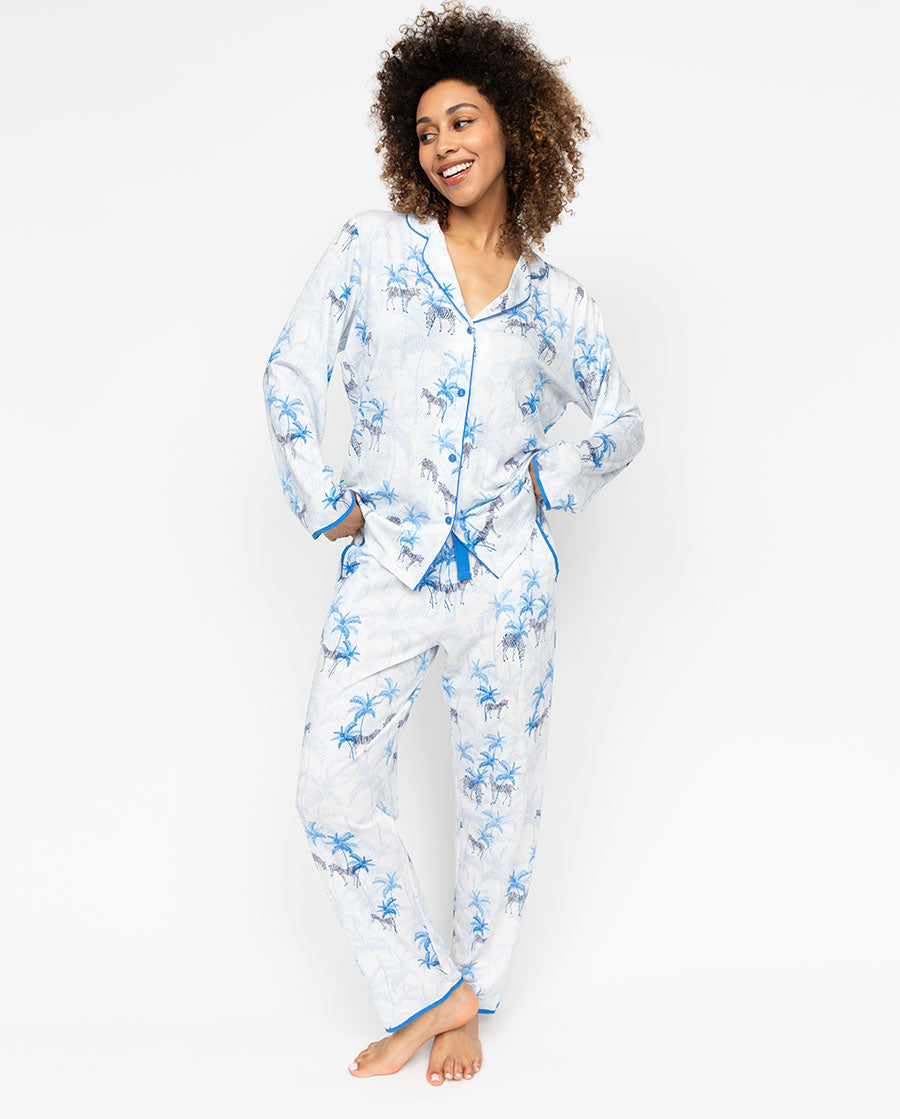 Lyla Womens Zebra Printed Jersey Pyjama Bottoms
