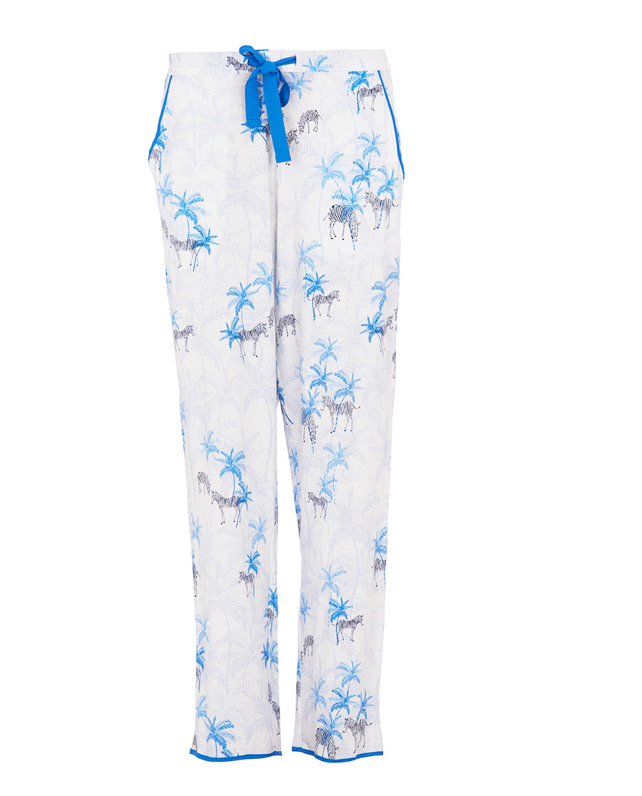 Lyla Womens Zebra Printed Jersey Pyjama Bottoms