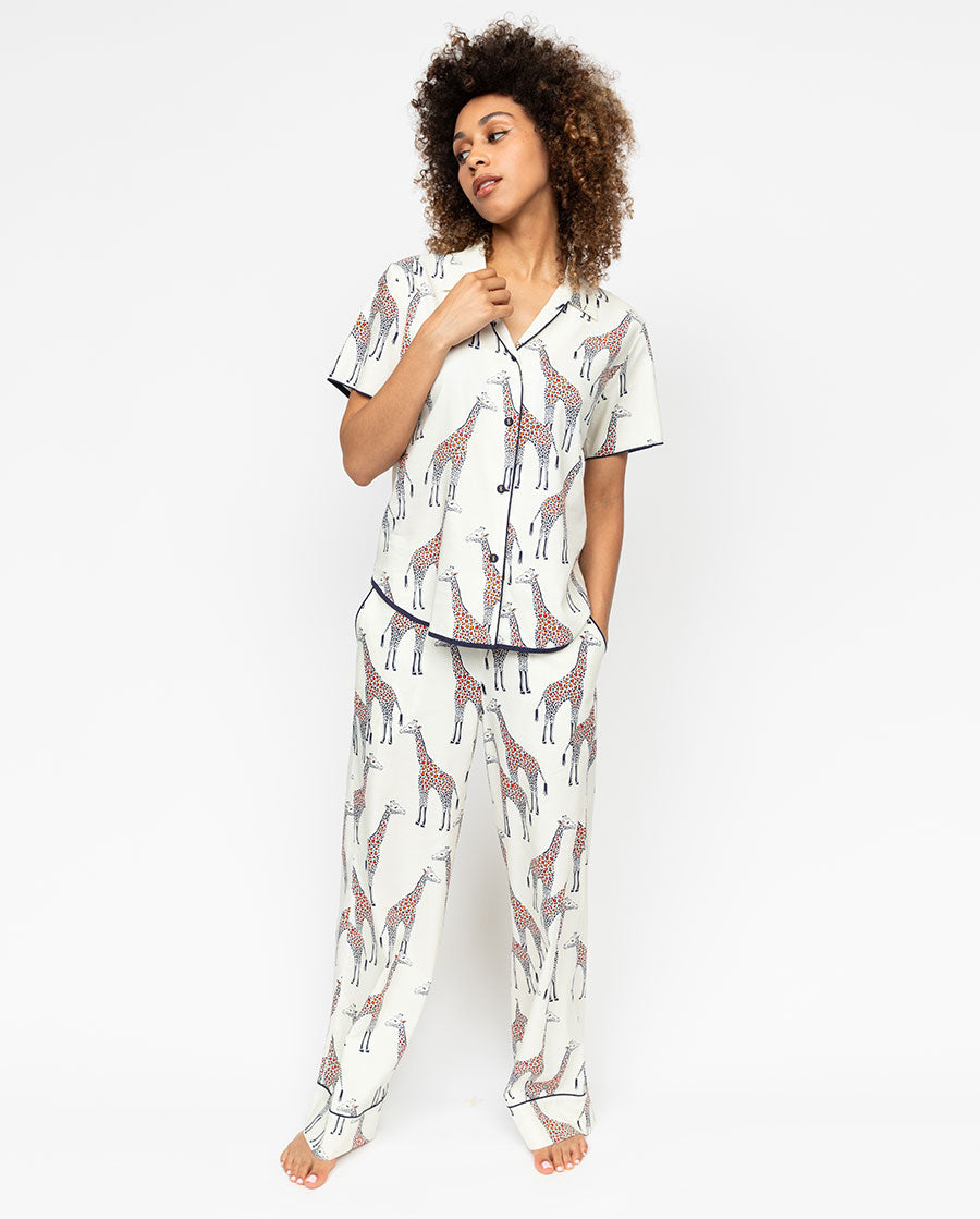 Georgina Womens Giraffe Print Wide Leg Pyjama Set