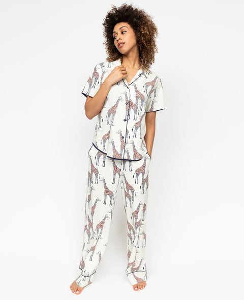 Georgina Womens Giraffe Print Wide Leg Pyjama Set