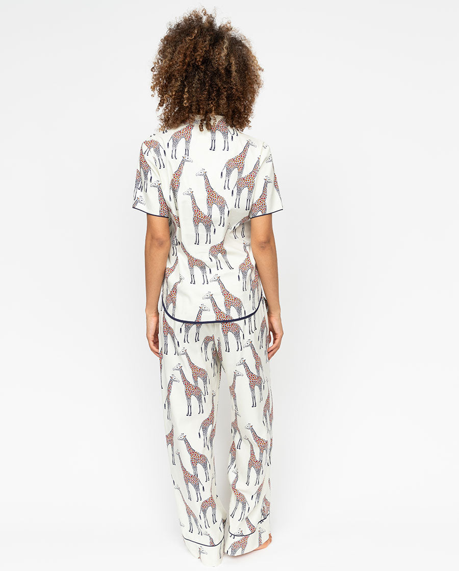 Ensemble de pyjama à jambe large imprimé girafe pour femmes Georgina