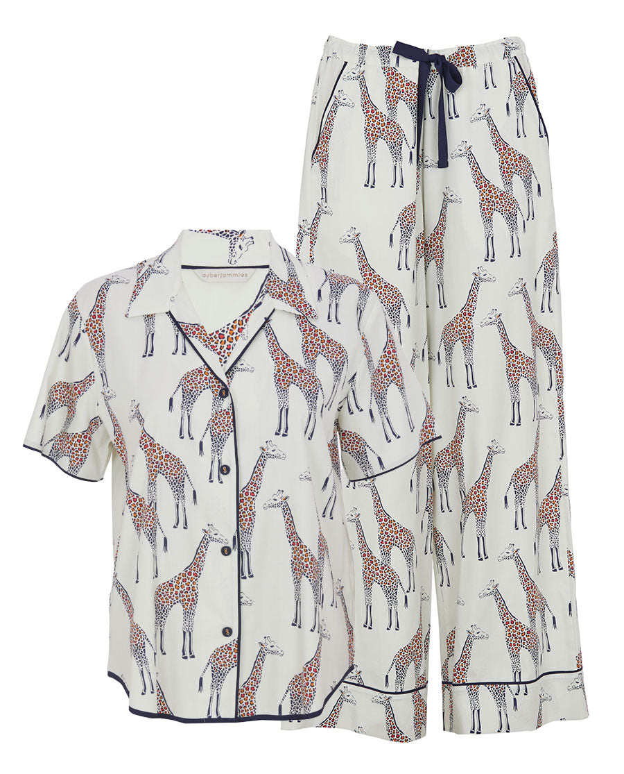 Ensemble de pyjama à jambe large imprimé girafe pour femmes Georgina