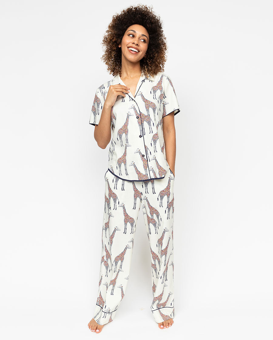 Georgina Womens Giraffe Print Pyjama Top