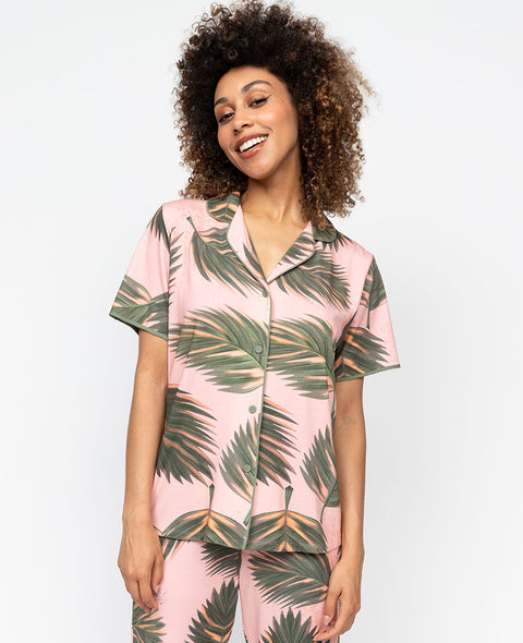 Lea Womens Leaf Printed Jersey Pyjama Top