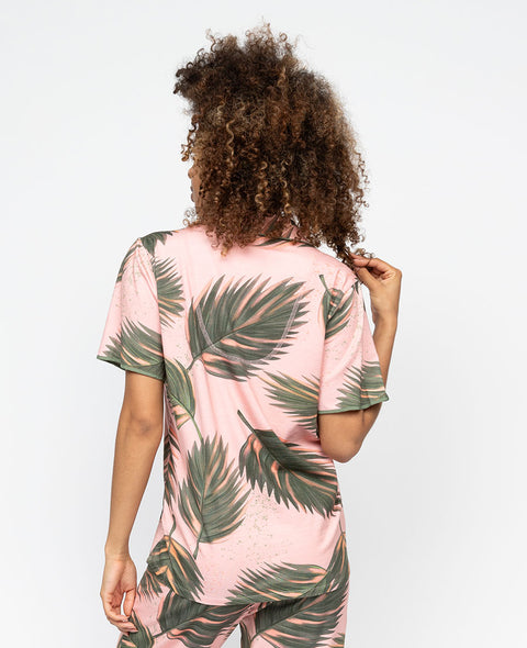 Lea Womens Leaf Printed Jersey Pyjama Top