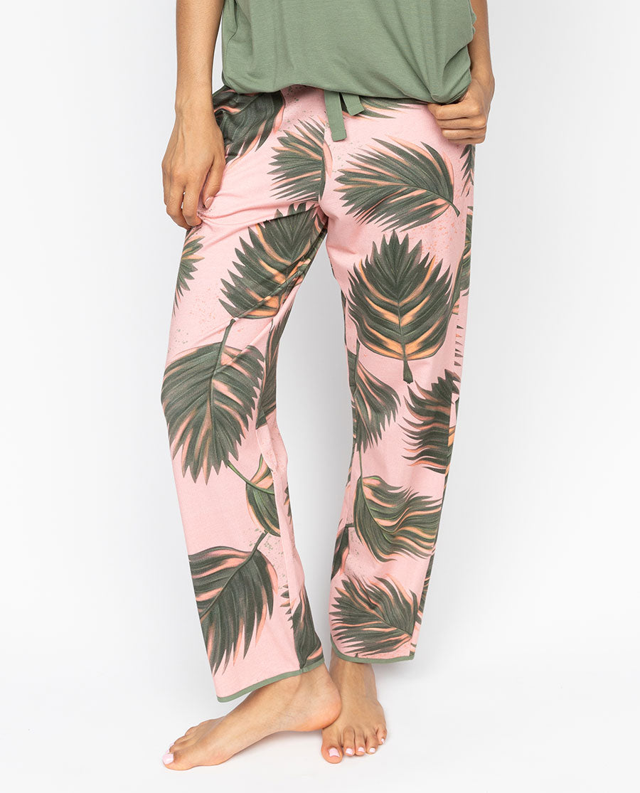Lea Womens Leaf Printed Jersey Pyjama Bottoms