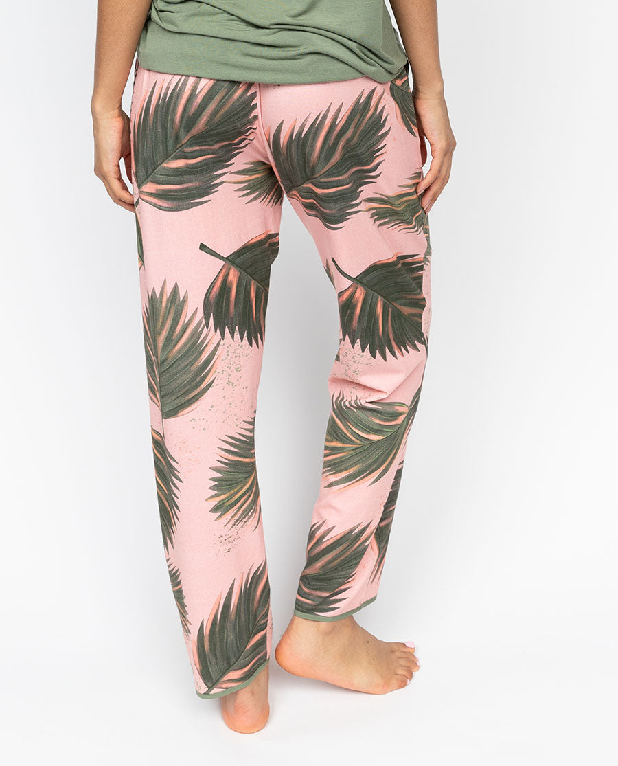 Lea Womens Leaf Printed Jersey Pyjama Bottoms
