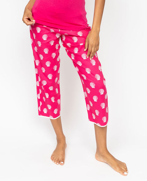 Sofia – Kurze Pyjamahose mit Muschel-Print für Damen