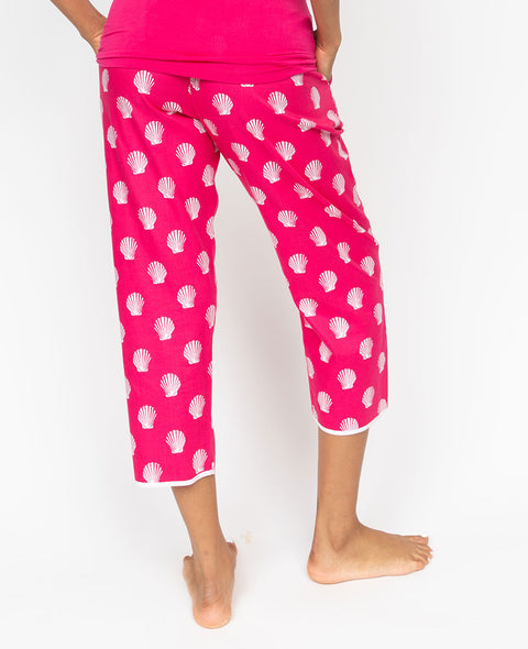 Sofia – Kurze Pyjamahose mit Muschel-Print für Damen