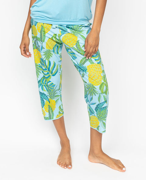 Paige Womens Pineapple Printed Jersey Cropped Pyjama Bottoms