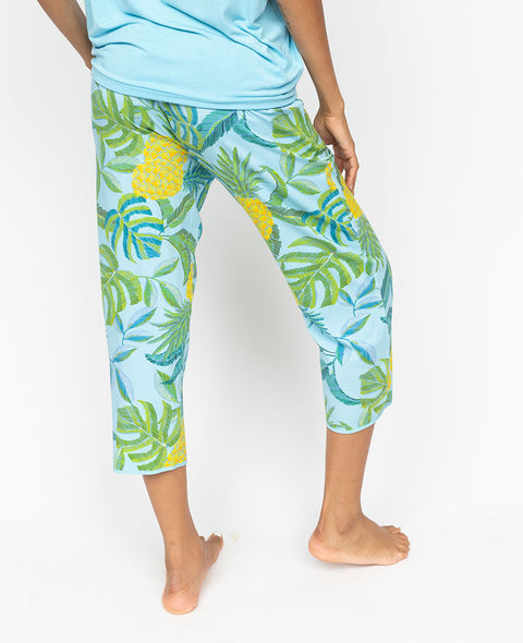 Paige Womens Pineapple Printed Jersey Cropped Pyjama Bottoms