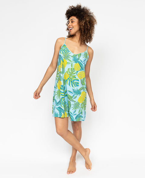 Paige Womens Pineapple Printed Jersey Strappy Short Nightdress