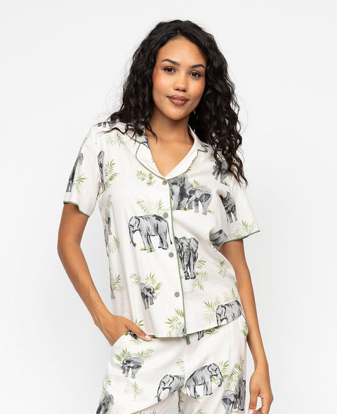 Eloise Womens Elephant Print Pyjama Top