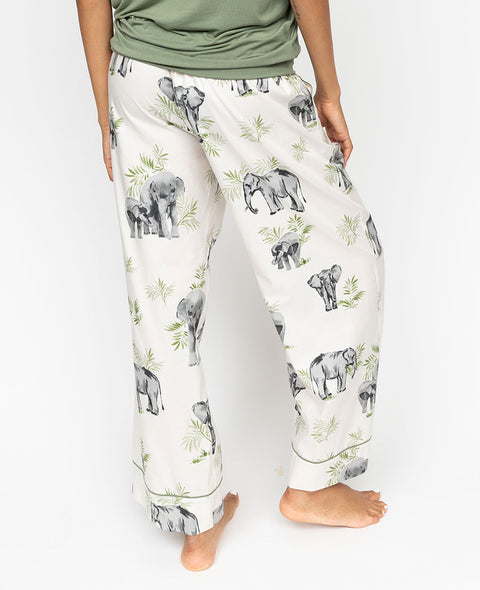 Eloise Womens Elephant Print Wide Leg Pyjama Bottoms