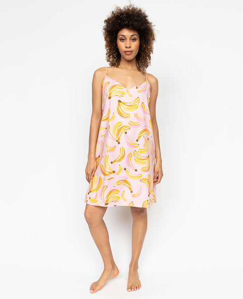 Betsy Womens Banana Print Strappy Short Nightdress