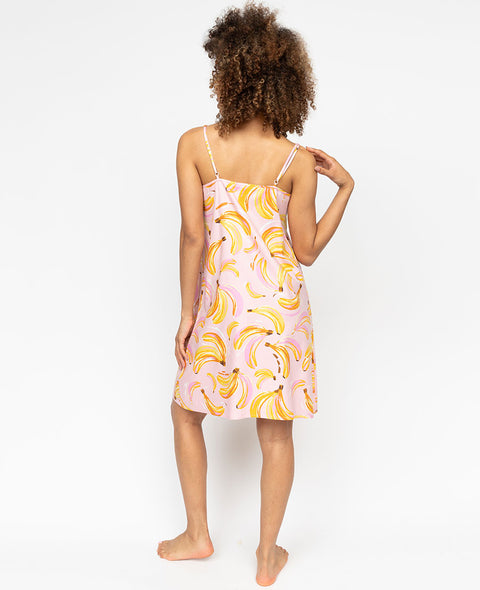 Betsy Womens Banana Print Strappy Short Nightdress