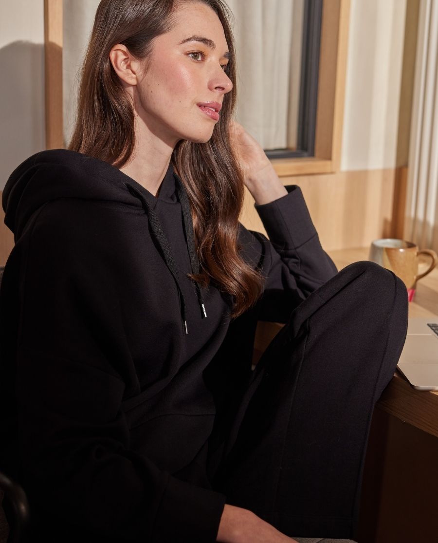 Womens Black Lounge Hoodie and Joggers Set