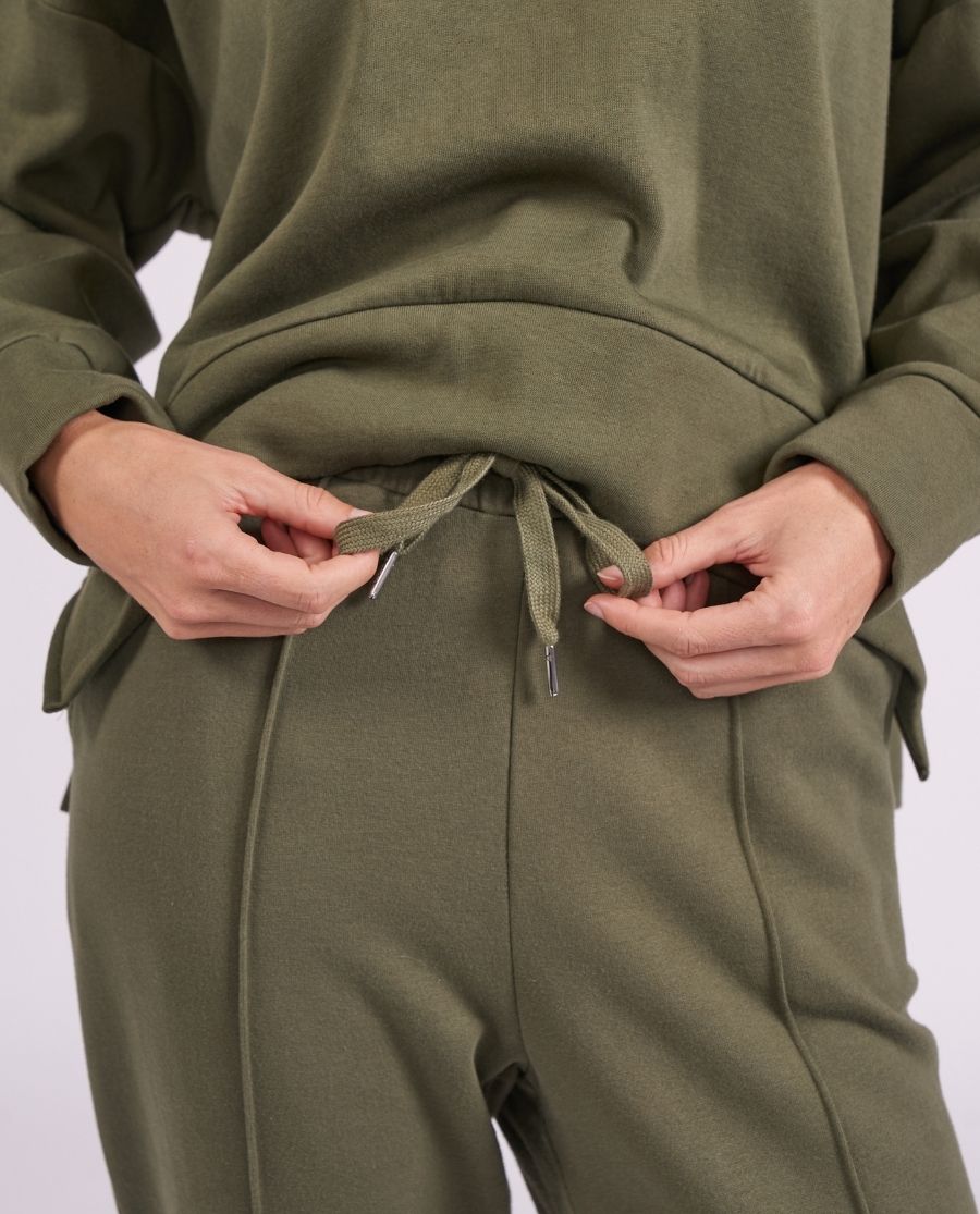 Womens Olive Lounge Crew-Neck and Joggers Set