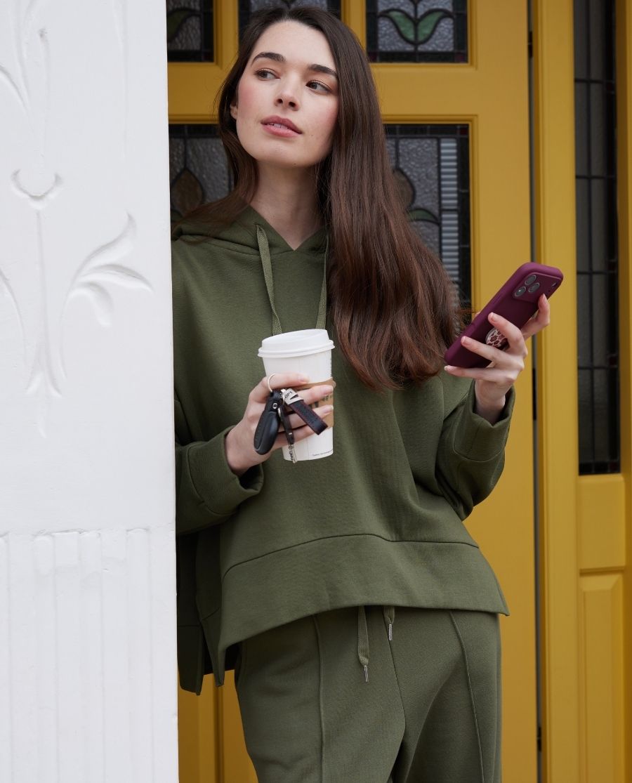Womens Olive Lounge Hoodie and Joggers Set