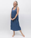 Evette Lace Trim Printed Stripe Long Nightdress