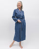 Evette Lace Trim Printed Stripe Long Dressing Gown