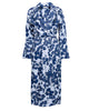 Robe de chambre longue Evette bleue à imprimé fleuri