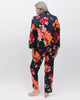 Winnie - Ensemble pyjama noir à imprimé floral et détails en dentelle