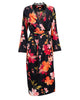 Winnie Lace Detail Black Floral Print Long Dressing Gown