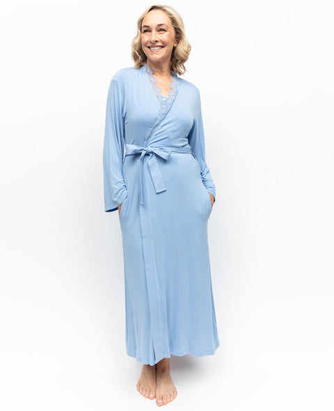 Selena Lace Detail Jersey Long Dressing Gown