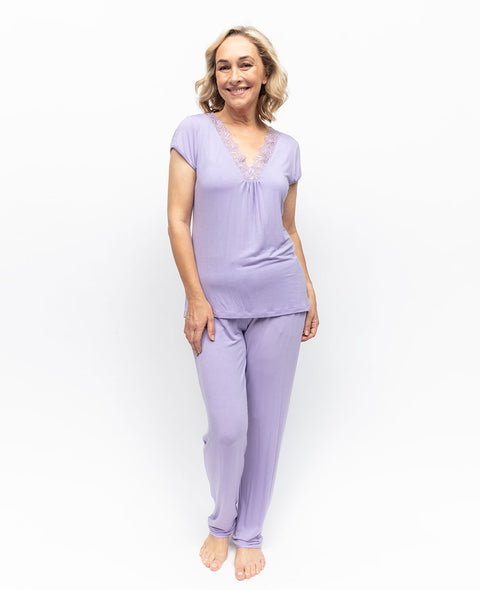 Lorelei Jersey-Pyjama-Set mit Spitzendetail
