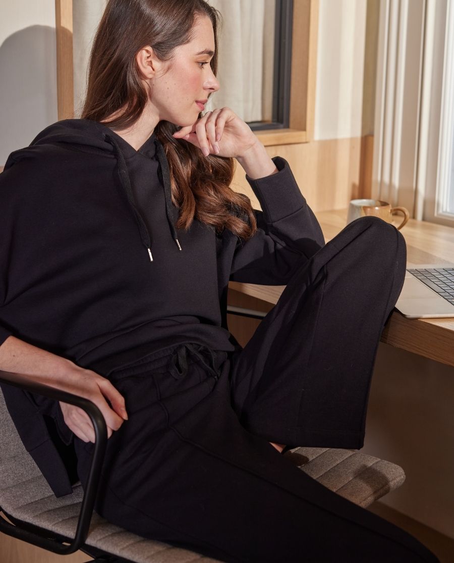 Womens Black Lounge Hoodie and Joggers Set
