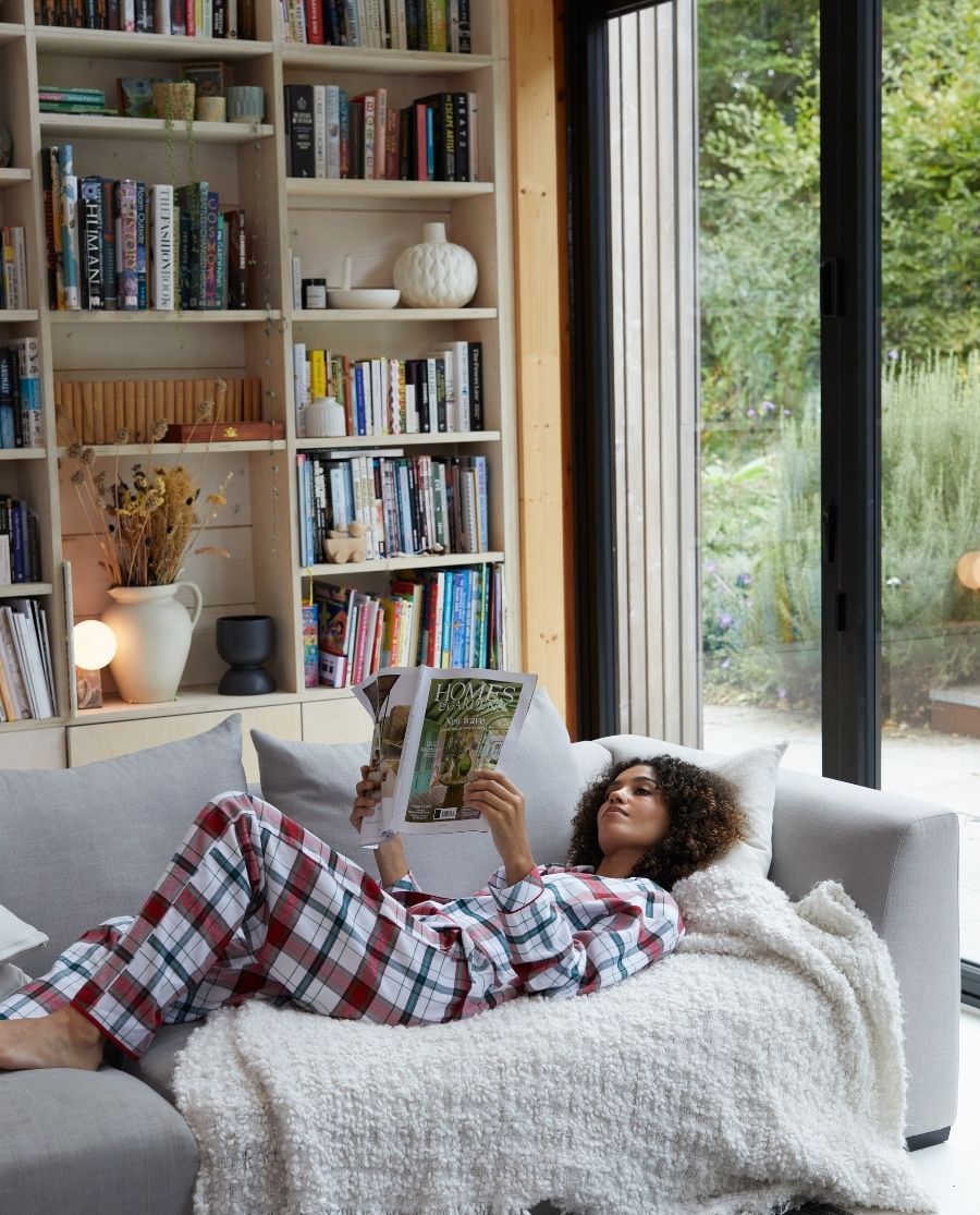 Blaze Womens White Brushed Check Pyjama Set