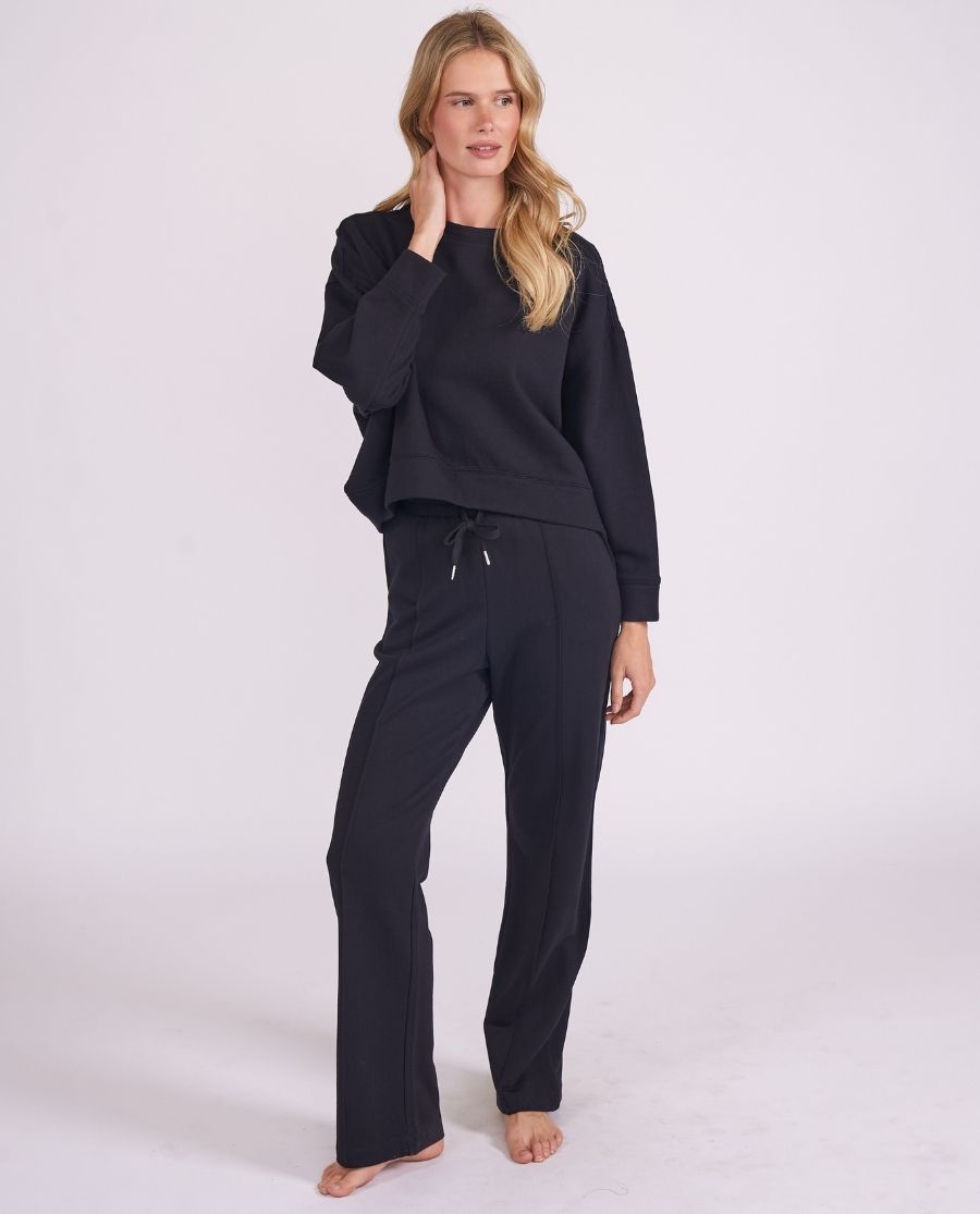 Womens Black Lounge Crew-Neck and Joggers Set