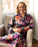 Joanna Womens Lace Trim Floral Print Long Dressing Gown