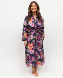 Joanna Womens Lace Trim Floral Print Long Dressing Gown