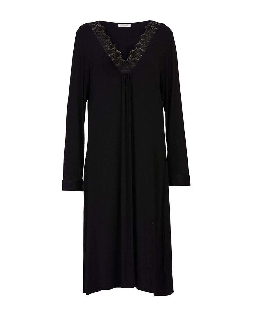 Lace Long Sleeve Black Nightgown Carolynn Womens Lace Detail