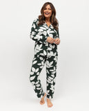 Anne Damen Pyjama-Set aus Jersey mit Spitzenbesatz und Blättermuster