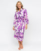 Elsie Womens Lace Trim Floral Printed Jersey Long Dressing Gown