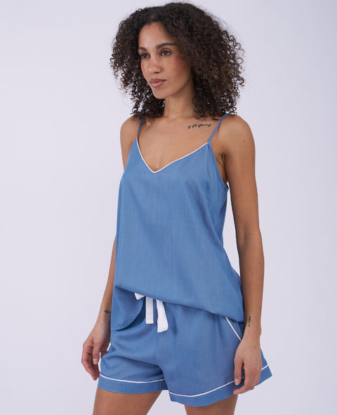 The Denim Edit Womens Chambray Cami and Shorts Set
