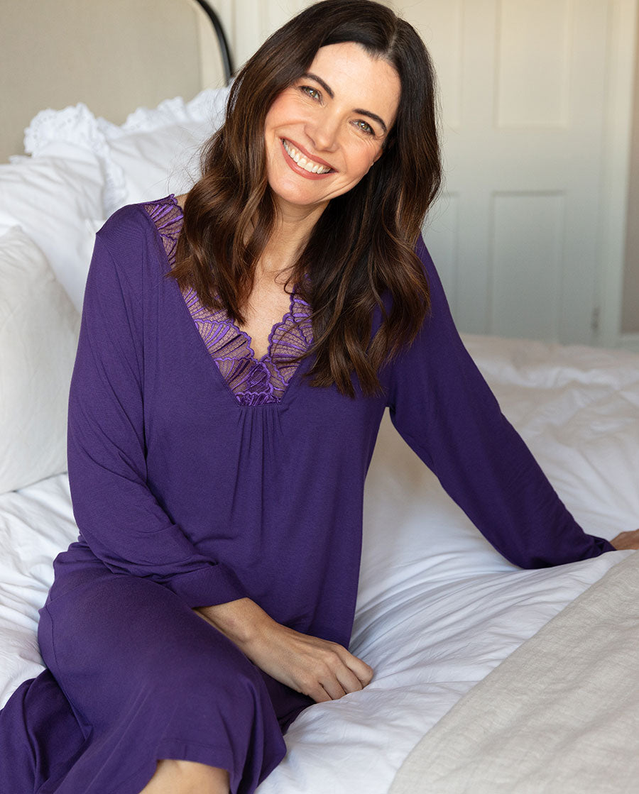 Manches Longues Chemise De Nuit Jersey Femme Chemise De Nuit