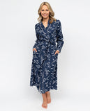 Louisa Womens Lace Detail Wheatsheaf Print Long Dressing Gown