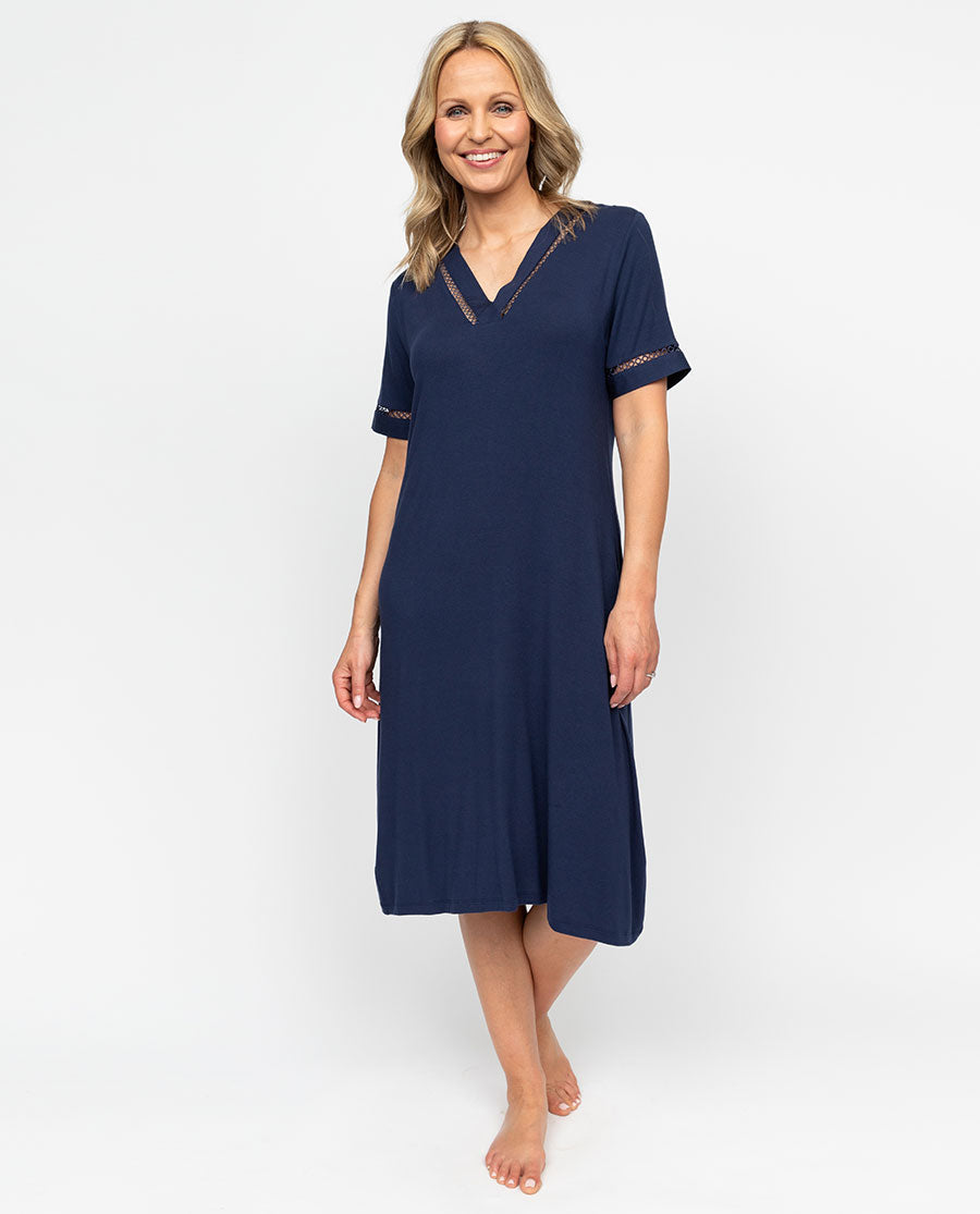 Louisa Damen-Nachthemd aus Jersey mit Spitzendetail