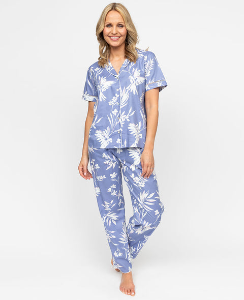 Brooke Womens Lace Detail Bird Print Pyjama Set